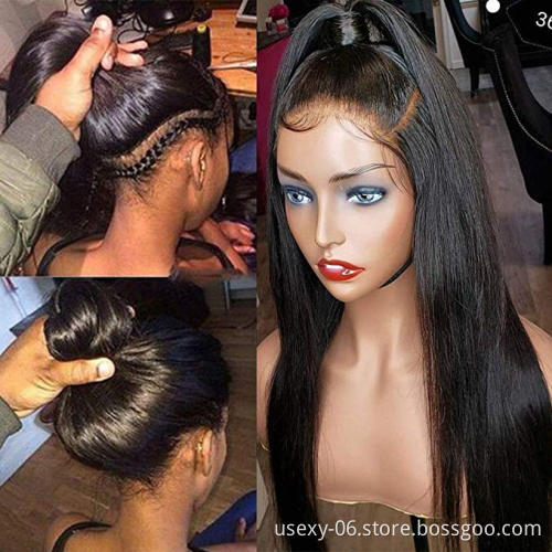 Natural 1b Color Brazilian Human Hair Lace Front Wig 360 Straight Wave Virgin Hair Cuticle Aligned 360 Lace Frontal Wig